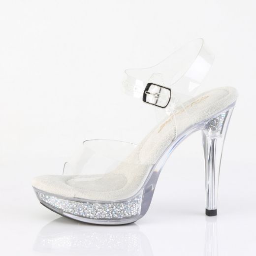 Product image of Fabulicious COCKTAIL-508RSI Clr/Clr-Slv AB RS 5 Inch Heel 1 Inch PF Ankle Strap Sandal w/RS Inserts