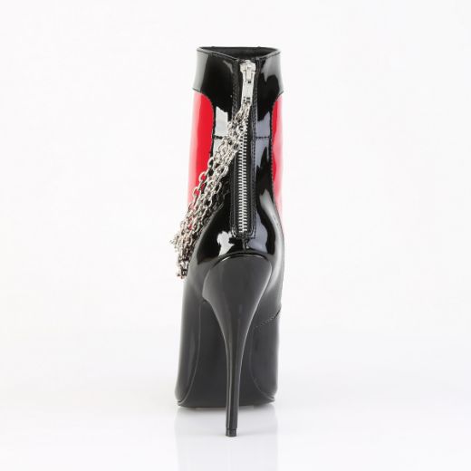 Product image of Devious DOMINA-1033 Blk-Red Pat 6 Inch Heel Ankle Boot Back Zip