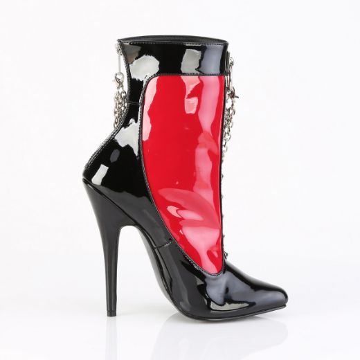 Product image of Devious DOMINA-1033 Blk-Red Pat 6 Inch Heel Ankle Boot Back Zip