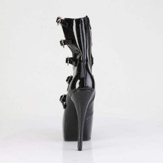 Product image of Bordello TEEZE-23 Blk Glitter Pat 5 3/4 Inch Heel 5 Buckle Strapped Concealed Platform Bootie