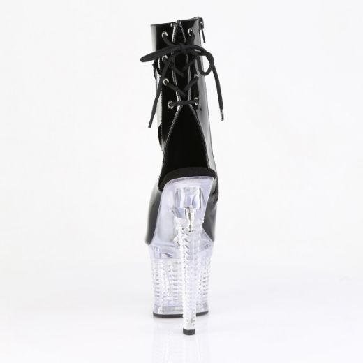 Product image of Pleaser FLASHDANCE-1018SPEC Blk/Clr 7 Inch Heel 3 Inch Textured PF LED Illuminated Ankle Boot Side Zip