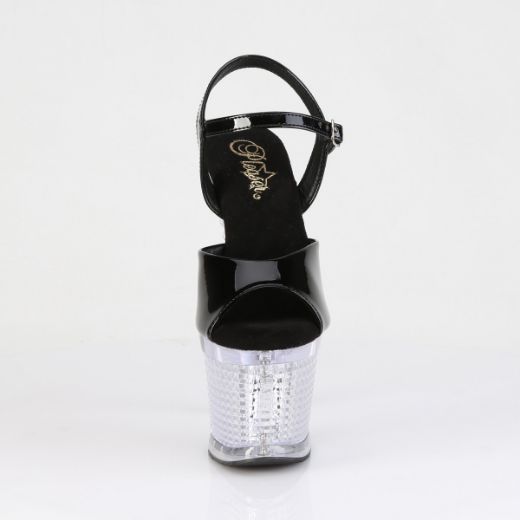 Product image of Pleaser FLASHDANCE-709SPEC Blk/Clr 7 Inch Heel 3 Inch Textured PF LED Illuminated Ankle Strap Sandal