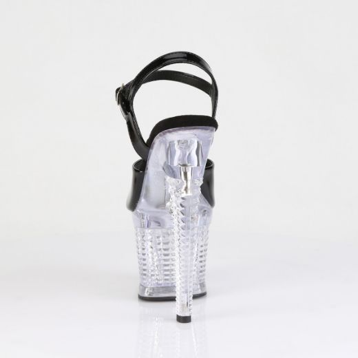 Product image of Pleaser FLASHDANCE-709SPEC Blk/Clr 7 Inch Heel 3 Inch Textured PF LED Illuminated Ankle Strap Sandal