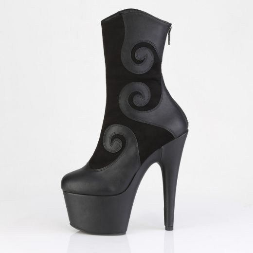 Product image of Pleaser ADORE-1034 Blk Faux Suede-Faux Leather/Blk Matte 7 Inch Heel 2 3/4 Inch PF Ankle Boot Back Zip