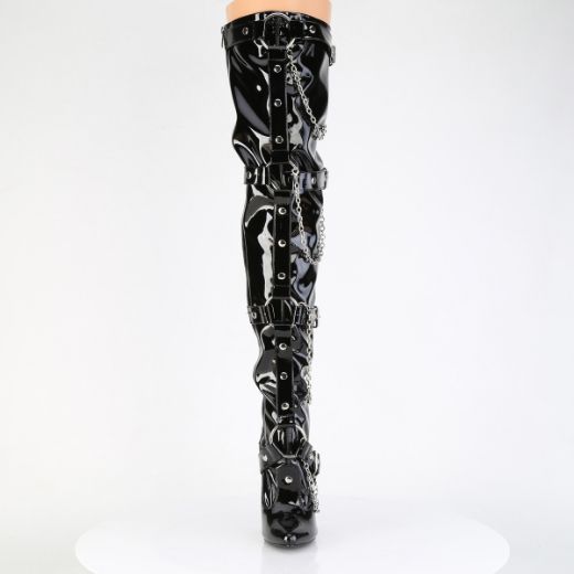 Product image of Devious DOMINA-3027 Blk Pat 6 Inch Stiletto Heel Stretch Thigh High Boot