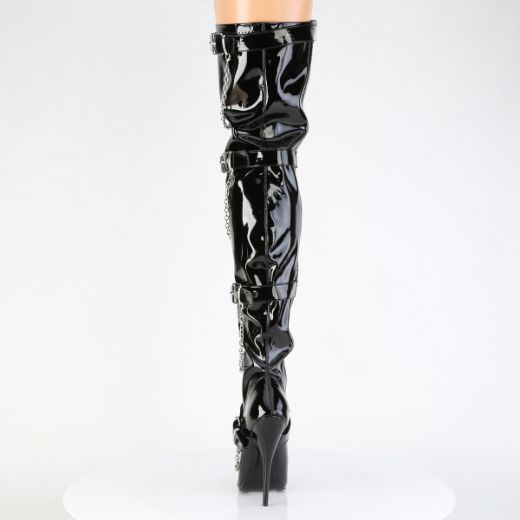 Product image of Devious DOMINA-3027 Blk Pat 6 Inch Stiletto Heel Stretch Thigh High Boot