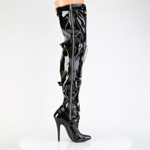 Product image of Devious DOMINA-3027 Blk Pat 6 Inch Stiletto Heel Stretch Thigh High Boot