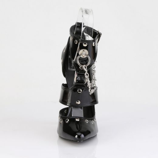 Product image of Devious DOMINA-118 Blk Pat 6 Inch Stiletto Heel T-Strap Sandal