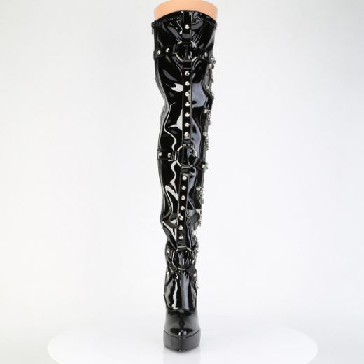 Product image of Devious INDULGE-3026 Blk Pat 5 1/4 Inch Stretch PF Thigh Boot Inside Zip