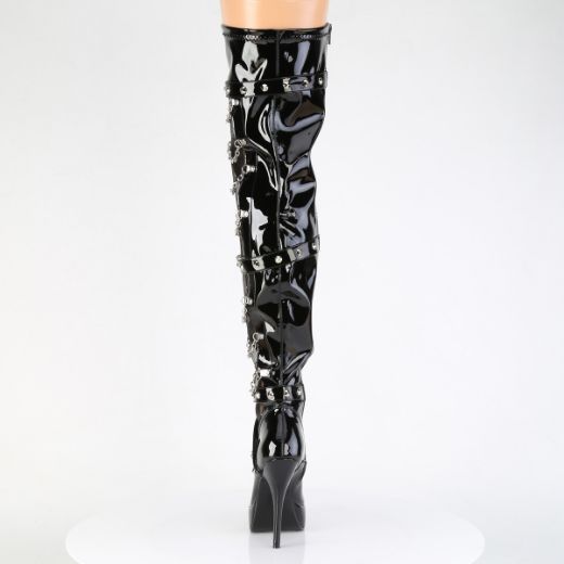 Product image of Devious INDULGE-3026 Blk Pat 5 1/4 Inch Stretch PF Thigh Boot Inside Zip