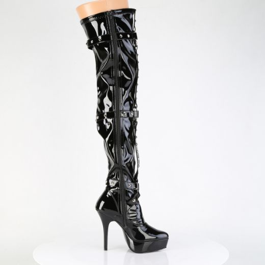 Product image of Devious INDULGE-3026 Blk Pat 5 1/4 Inch Stretch PF Thigh Boot Inside Zip