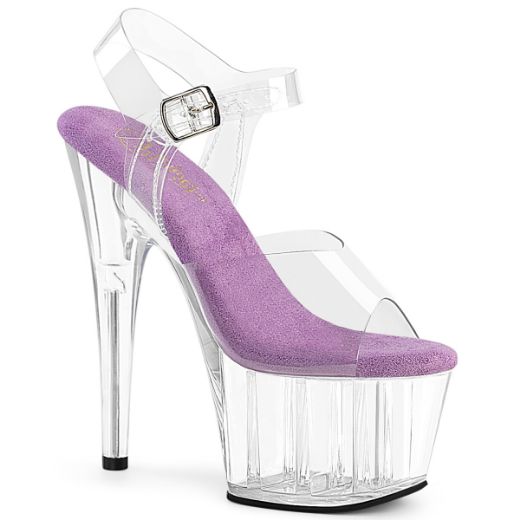 Product image of Pleaser ADORE-708 Clr-Lavender/Clr 7 Inch Heel 2 3/4 Inch PF Ankle Strap Sandal