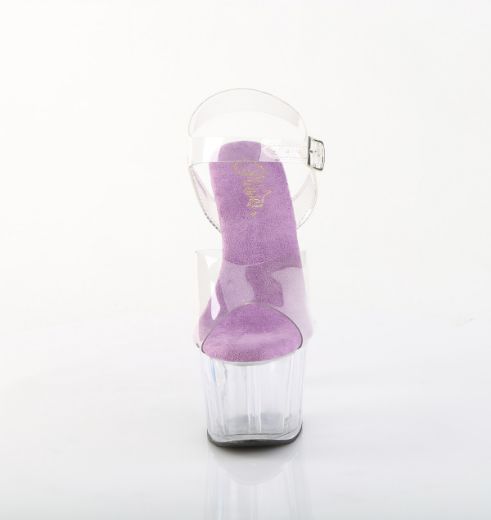 Product image of Pleaser ADORE-708 Clr-Lavender/Clr 7 Inch Heel 2 3/4 Inch PF Ankle Strap Sandal