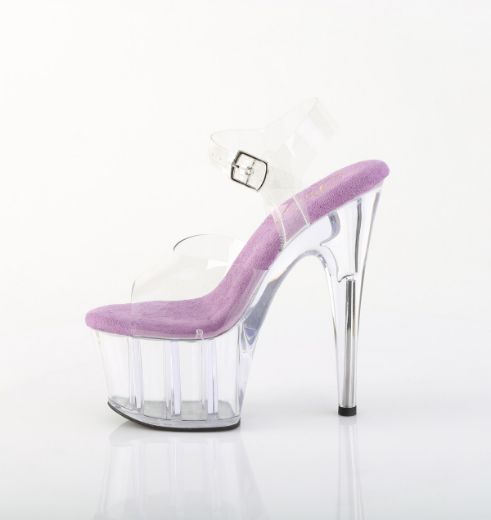 Product image of Pleaser ADORE-708 Clr-Lavender/Clr 7 Inch Heel 2 3/4 Inch PF Ankle Strap Sandal