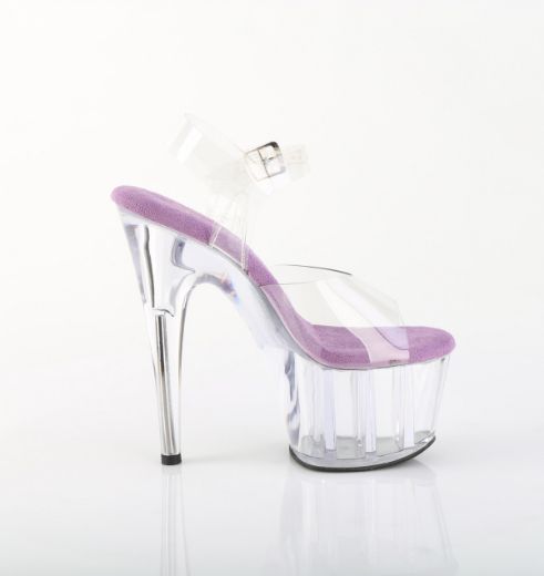 Product image of Pleaser ADORE-708 Clr-Lavender/Clr 7 Inch Heel 2 3/4 Inch PF Ankle Strap Sandal