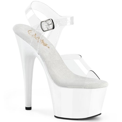 Product image of Pleaser ADORE-708 Clr/Wht 7 Inch Heel 2 3/4 Inch PF Ankle Strap Sandal