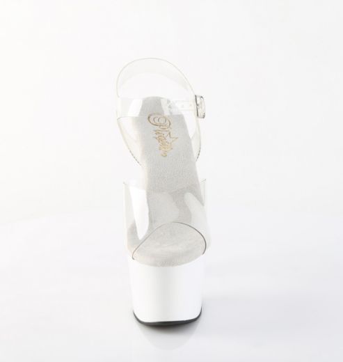 Product image of Pleaser ADORE-708 Clr/Wht 7 Inch Heel 2 3/4 Inch PF Ankle Strap Sandal