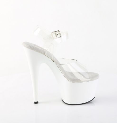 Product image of Pleaser ADORE-708 Clr/Wht 7 Inch Heel 2 3/4 Inch PF Ankle Strap Sandal