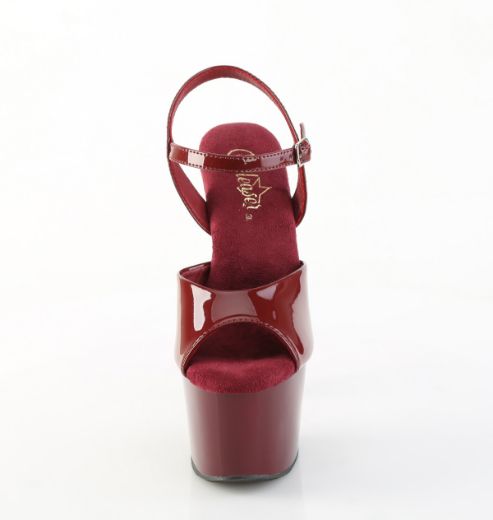 Product image of Pleaser ADORE-709 Burgundy Pat/Burgundy 7 Inch Heel 2 3/4 Inch PF Ankle Strap Sandal