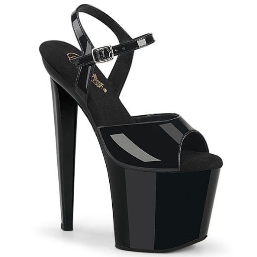 Product image of Pleaser RAZZLE-809 Blk Pat/Blk 8 Inch Heel 3 1/2 Inch PF Ankle Strap Sandal