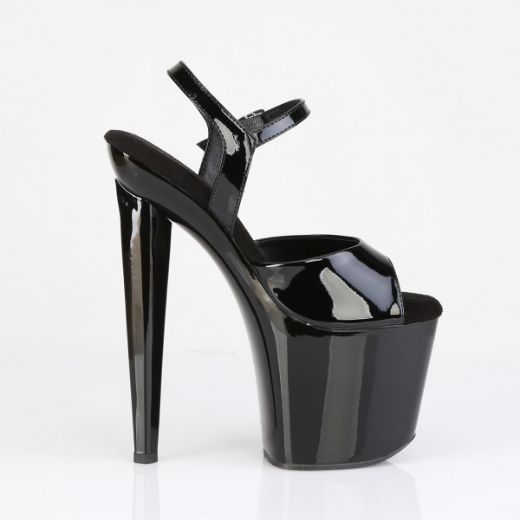 Product image of Pleaser RAZZLE-809 Blk Pat/Blk 8 Inch Heel 3 1/2 Inch PF Ankle Strap Sandal