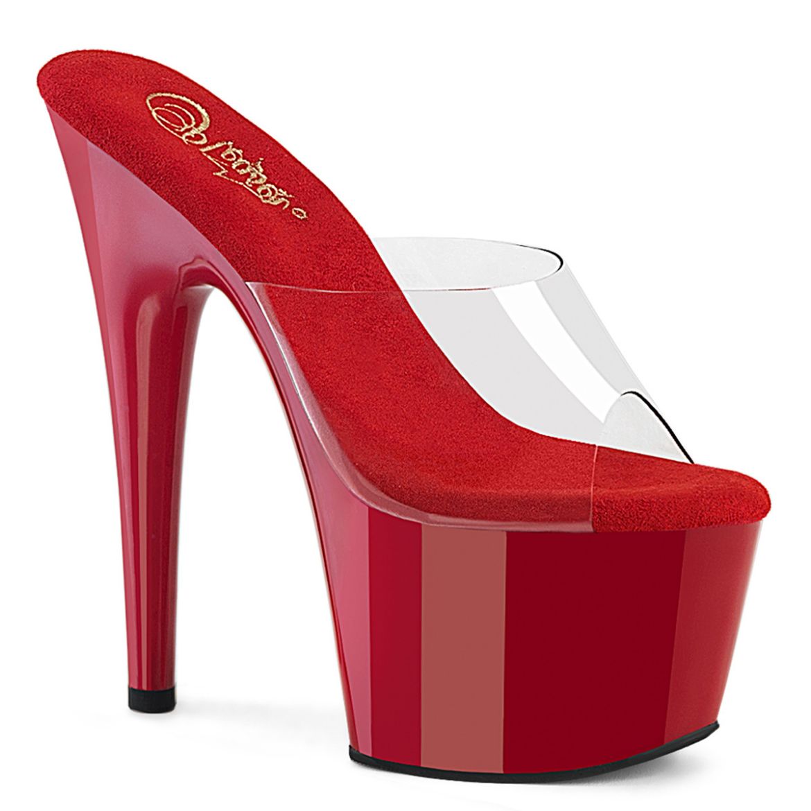 Product image of Pleaser ADORE-701 Clr/Red 7 Inch Heel 2 3/4 Inch PF Slide