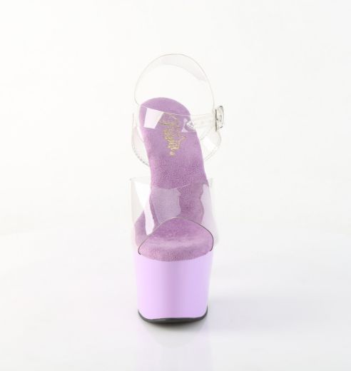 Product image of Pleaser ADORE-708 Clr/Lavender 7 Inch Heel 2 3/4 Inch PF Ankle Strap Sandal