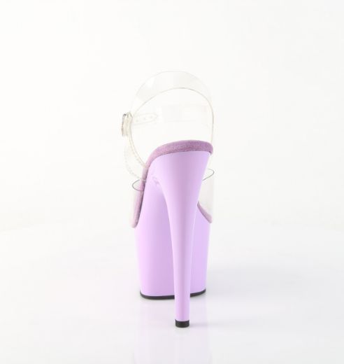 Product image of Pleaser ADORE-708 Clr/Lavender 7 Inch Heel 2 3/4 Inch PF Ankle Strap Sandal