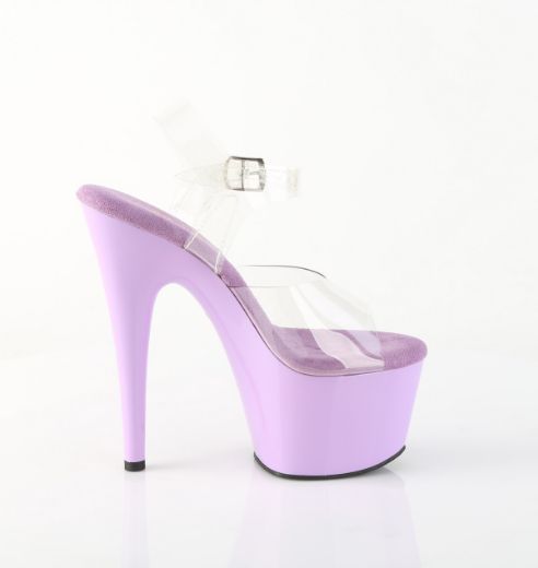 Product image of Pleaser ADORE-708 Clr/Lavender 7 Inch Heel 2 3/4 Inch PF Ankle Strap Sandal