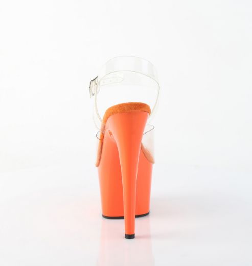 Product image of Pleaser ADORE-708 Clr/Orange 7 Inch Heel 2 3/4 Inch PF Ankle Strap Sandal