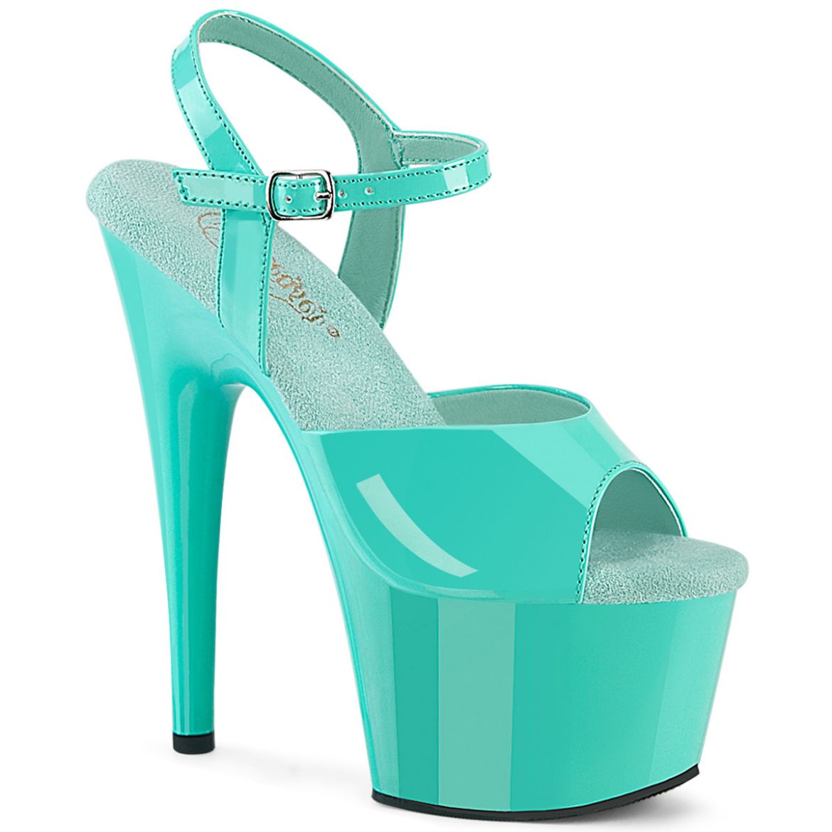 Product image of Pleaser ADORE-709 Aqua Pat/Aqua 7 Inch Heel 2 3/4 Inch PF Ankle Strap Sandal