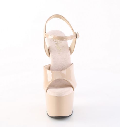 Product image of Pleaser ADORE-709 Nude Pat/Nude 7 Inch Heel 2 3/4 Inch PF Ankle Strap Sandal