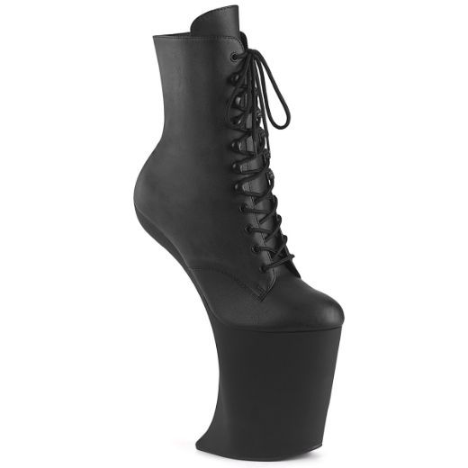 Product image of Pleaser BEWITCHED-1020 Blk Faux Leather/Blk Matte 9 Inch Heelless 4 Inch PF Lace-Up Front Ankle Boot Inside Zip