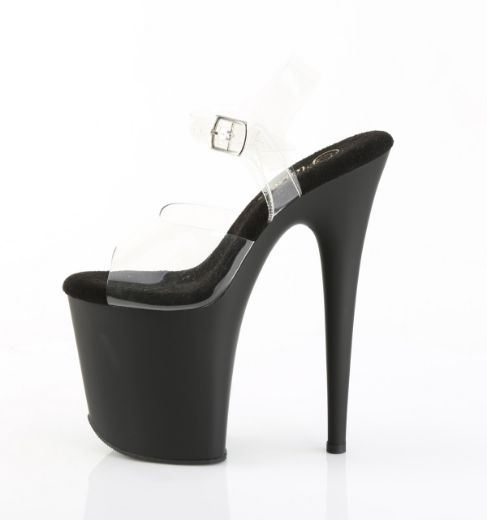 Product image of Pleaser FLAMINGO-808 Clr/Blk Matte 8 Inch Heel 4 Inch PF Ankle Strap Sandal