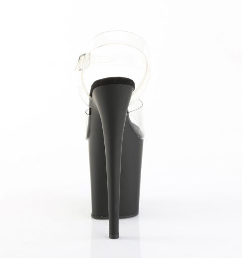 Product image of Pleaser FLAMINGO-808 Clr/Blk Matte 8 Inch Heel 4 Inch PF Ankle Strap Sandal