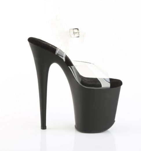 Product image of Pleaser FLAMINGO-808 Clr/Blk Matte 8 Inch Heel 4 Inch PF Ankle Strap Sandal