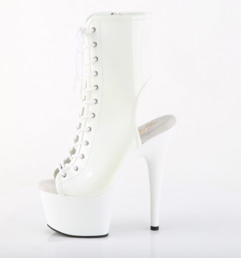 Product image of Pleaser ADORE-1016 Wht Pat/Wht 7 Inch Heel 2 3/4 Inch PF Open Toe/Heel Ankle Boot Side Zip