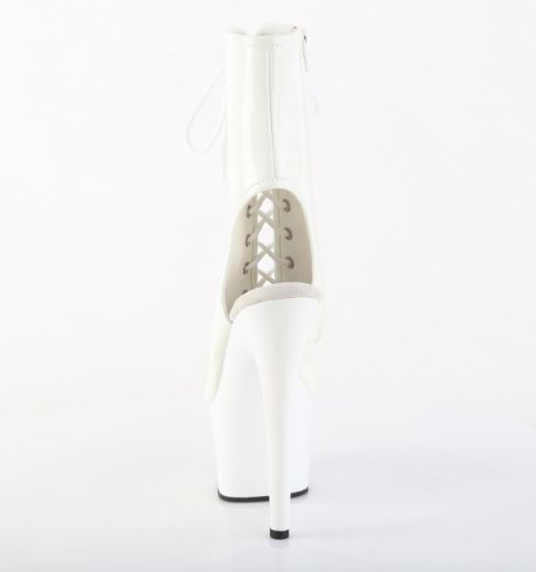 Product image of Pleaser ADORE-1016 Wht Pat/Wht 7 Inch Heel 2 3/4 Inch PF Open Toe/Heel Ankle Boot Side Zip