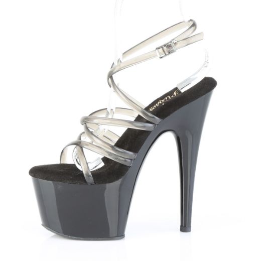 Product image of Pleaser ADORE-706 Smoke/Blk 7 Inch Heel 2 3/4 Inch PF Criss Cross Ankle Strap Sandal