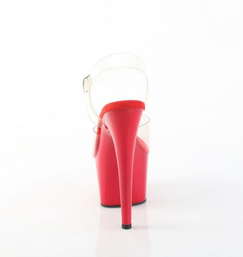 Product image of Pleaser ADORE-708 Clr/Red 7 Inch Heel 2 3/4 Inch PF Ankle Strap Sandal