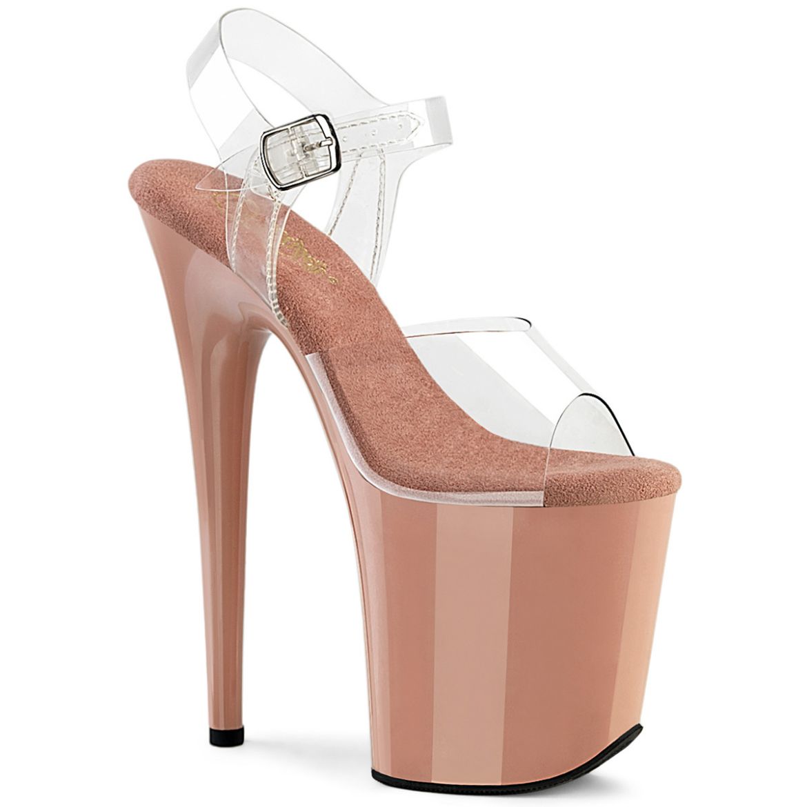 Product image of Pleaser FLAMINGO-808 Clr/Blush 8 Inch Heel 4 Inch PF Ankle Strap Sandal