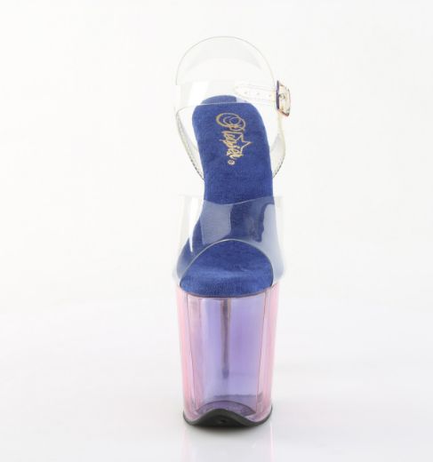 Product image of Pleaser FLAMINGO-808HT Clr/Blue Multi Tinted 8 Inch Heel 4 Inch Tinted PF Ankle Strap Sandal