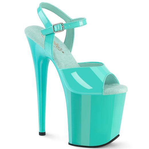 Product image of Pleaser FLAMINGO-809 Aqua Pat/Aqua 8 Inch Heel 4 Inch PF Ankle Strap Sandal