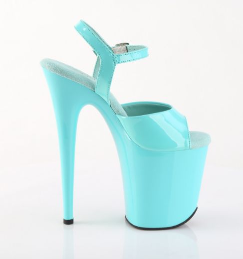 Product image of Pleaser FLAMINGO-809 Aqua Pat/Aqua 8 Inch Heel 4 Inch PF Ankle Strap Sandal