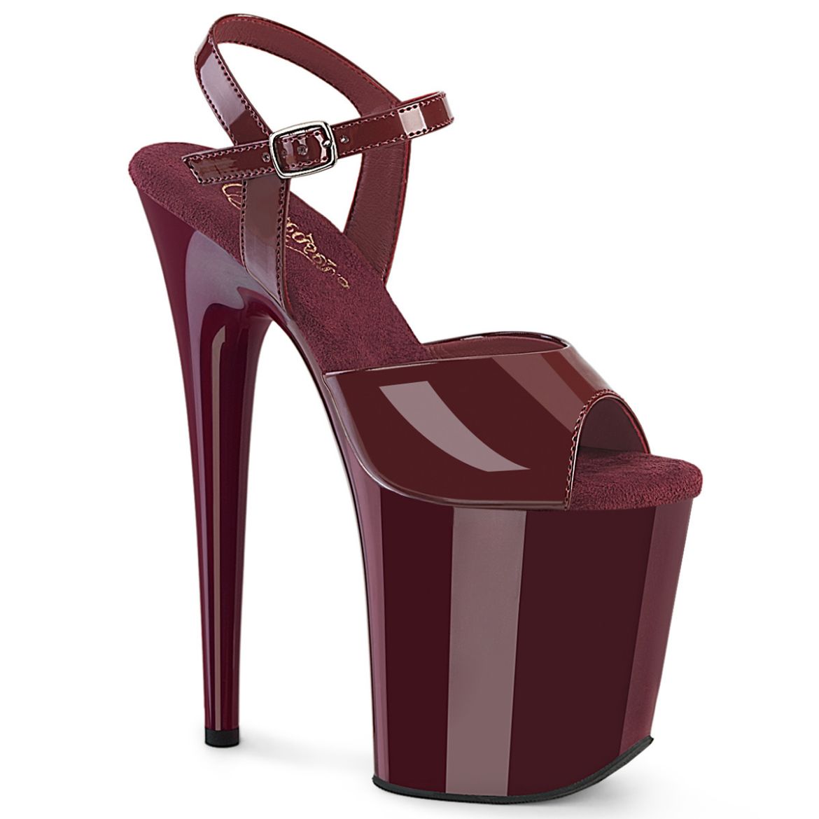 Product image of Pleaser FLAMINGO-809 Burgundy Pat/Burgundy 8 Inch Heel 4 Inch PF Ankle Strap Sandal