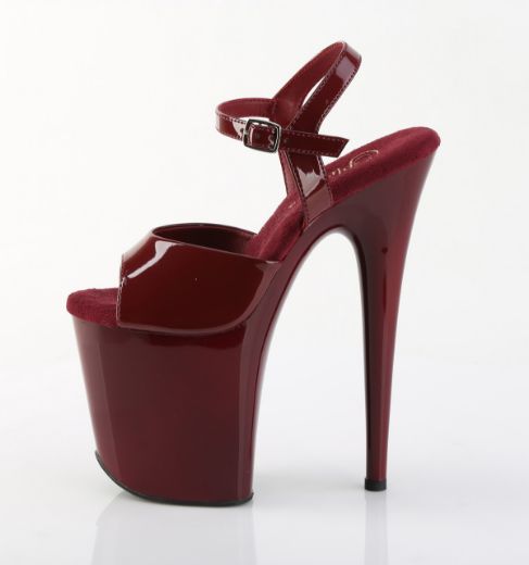 Product image of Pleaser FLAMINGO-809 Burgundy Pat/Burgundy 8 Inch Heel 4 Inch PF Ankle Strap Sandal