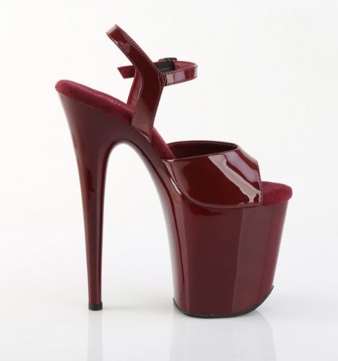 Product image of Pleaser FLAMINGO-809 Burgundy Pat/Burgundy 8 Inch Heel 4 Inch PF Ankle Strap Sandal