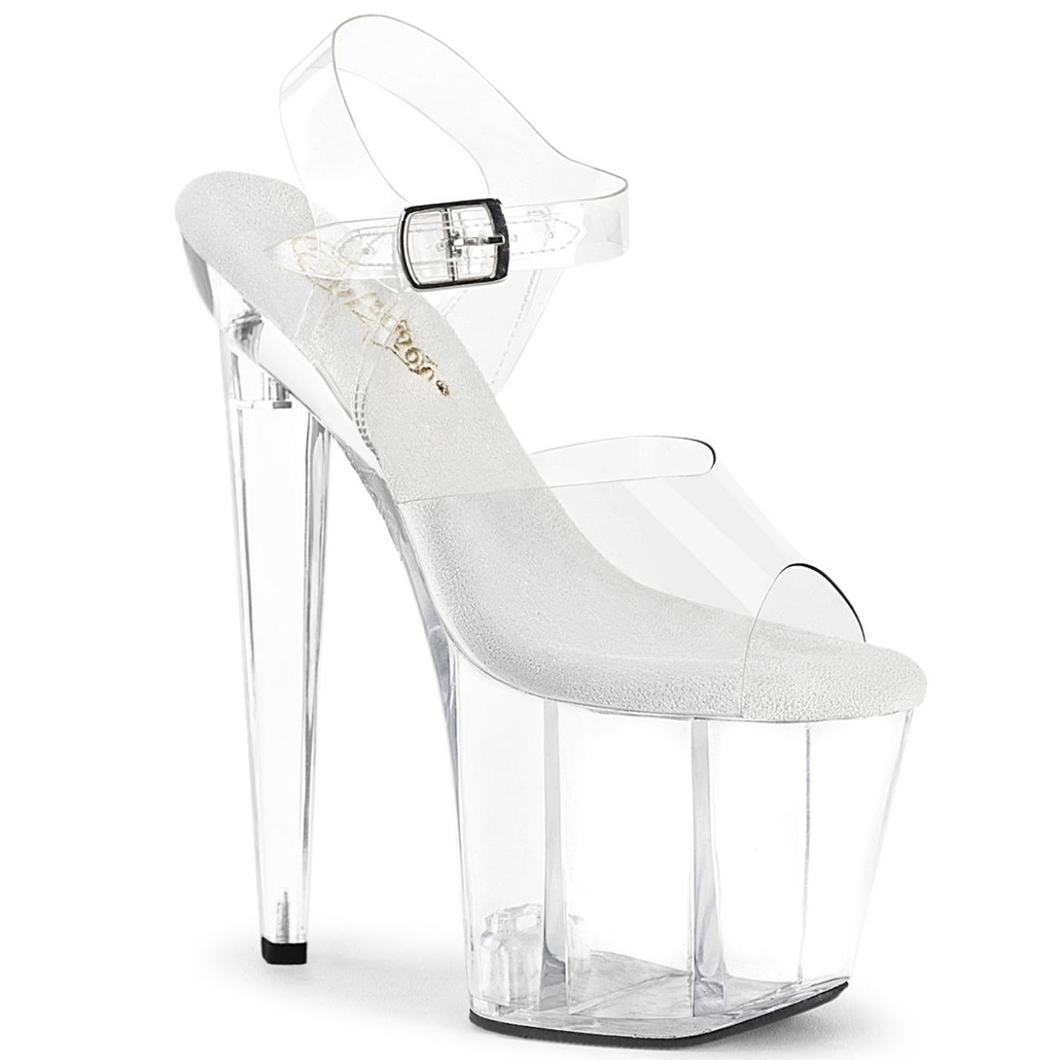 Product image of Pleaser RAZZLE-808 Clr/Clr 8 Inch Heel 3 1/2 Inch PF Ankle Strap Sandal