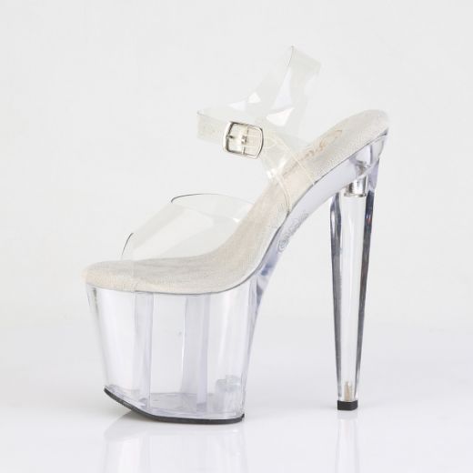 Product image of Pleaser RAZZLE-808 Clr/Clr 8 Inch Heel 3 1/2 Inch PF Ankle Strap Sandal