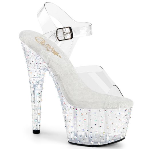 Product image of Pleaser STARDANCE-708 Clr/Clr-Slv Multi RS 7 Inch Heel 2 3/4� PF Ankle Strap Sandal